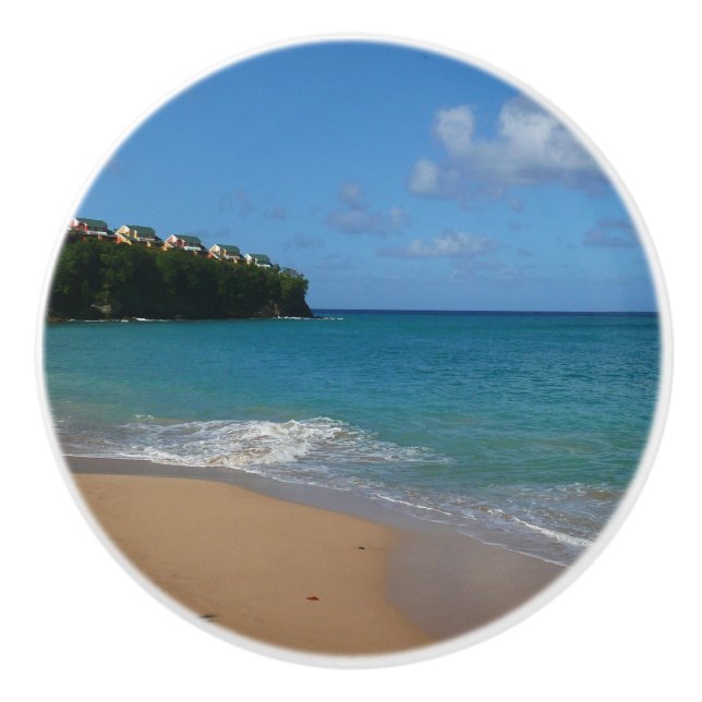 Saint Lucia Beach Tropical Vacation Landscape Ceramic Knob (Front)