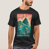 Saint Lucia Boat Illustration Travel Art Vintage