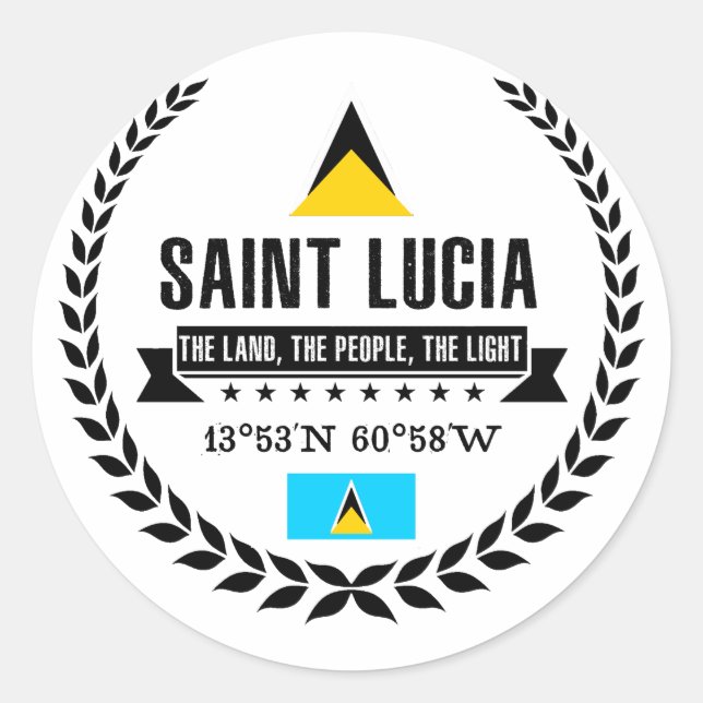 Saint Lucia Classic Round Sticker (Front)