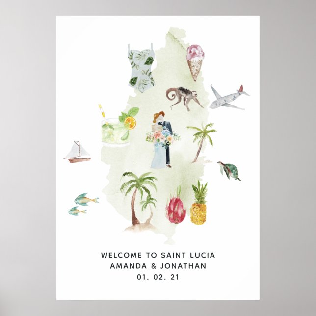 Saint Lucia Destination Wedding Welcome Poster (Front)