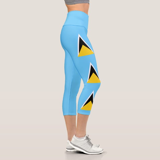 Saint Lucia Flag Capri Leggings (Right)