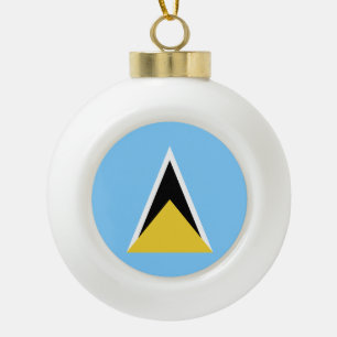 Saint Lucia Flag Ceramic Ball Christmas Ornament