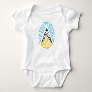 Saint Lucia Flag Fingerprint Baby Bodysuit