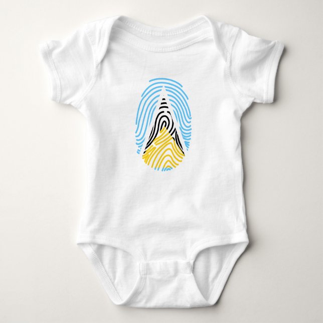Saint Lucia Flag Fingerprint Baby Bodysuit (Front)