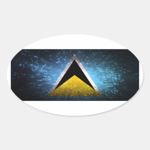 Saint Lucia Flag Firework Oval Sticker