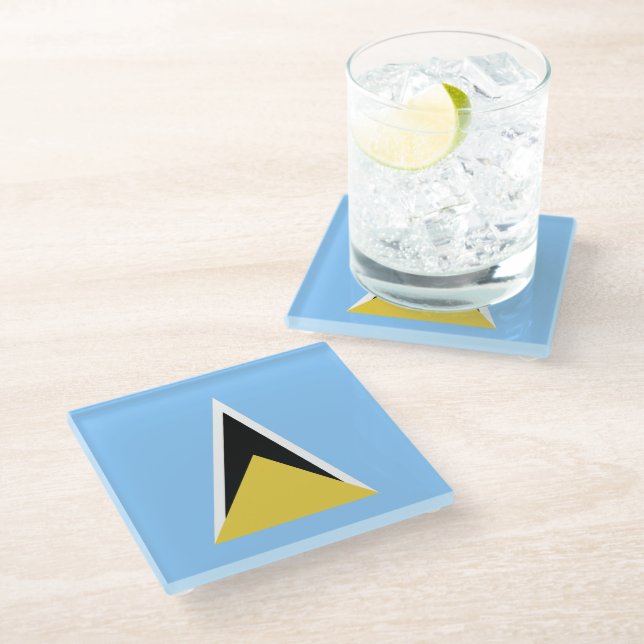 Saint Lucia flag Glass Coaster (Angled)