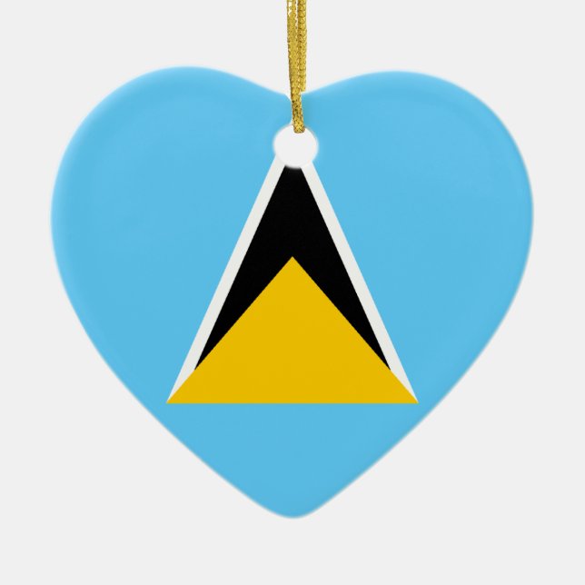 Saint Lucia Flag Heart Ceramic Tree Decoration (Front)