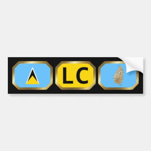 Saint Lucia Flag Map Code Bumper Sticker