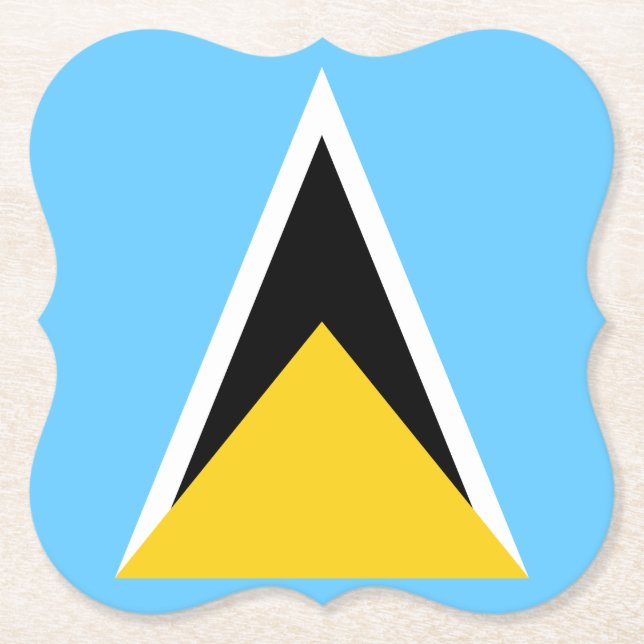 Saint  Lucia Flag Paper Coaster (Front)