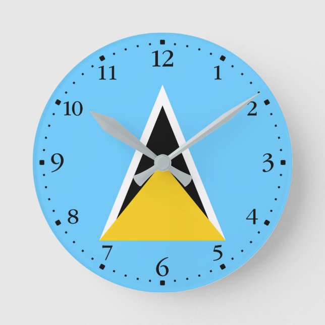 Saint Lucia Flag Round Clock (Front)