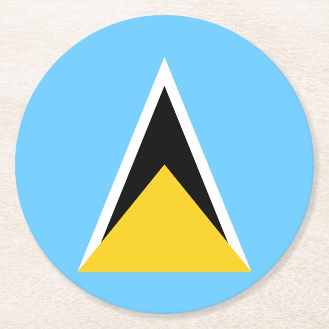 Saint Lucia Flag Round Paper Coaster (Front)