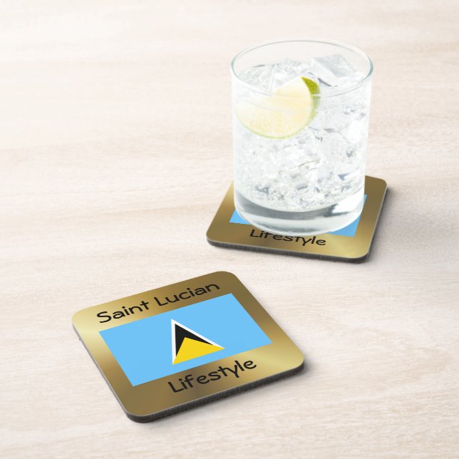 Saint Lucia Flag+Text Coaster (Right Side)