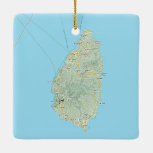 Saint Lucia Map Christmas Ceramic Ornament