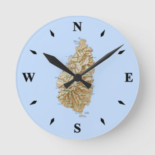 Saint Lucia Map Clock