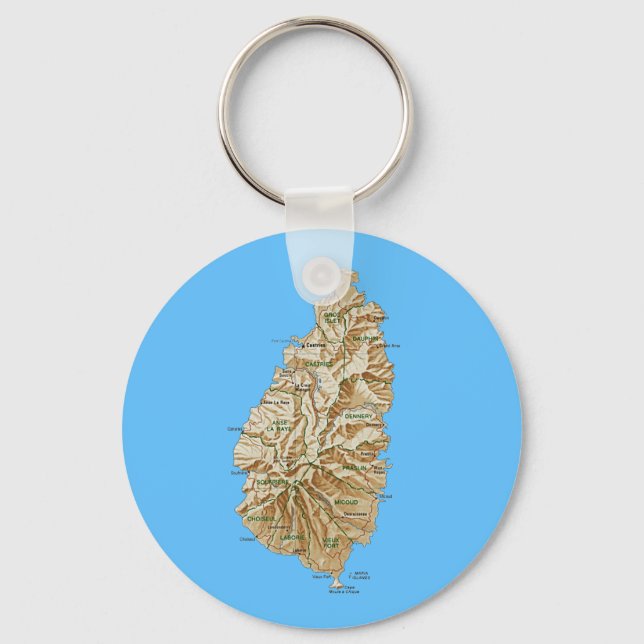 Saint Lucia Map Keychain (Front)