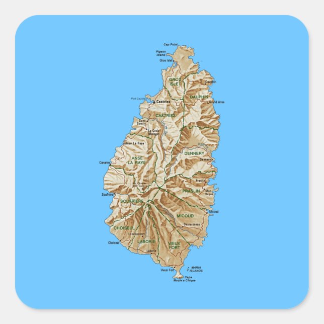 Saint Lucia Map Sticker (Front)
