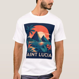 Saint Lucia Modern Geometric Caribbean Travel T-Sh T-Shirt