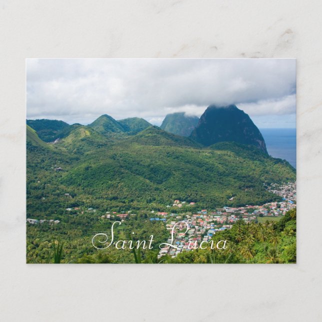 Saint Lucia, pitons from Soufriere Postcard (Front)
