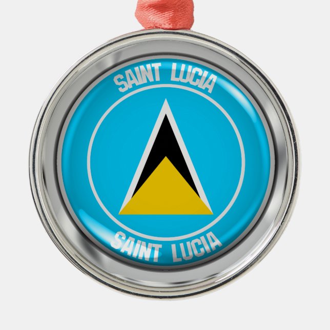 Saint Lucia Round Emblem Metal Ornament (Front)