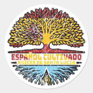Saint Lucia Saint Lucian Spanish Spain Tree Roots Classic Round Sticker