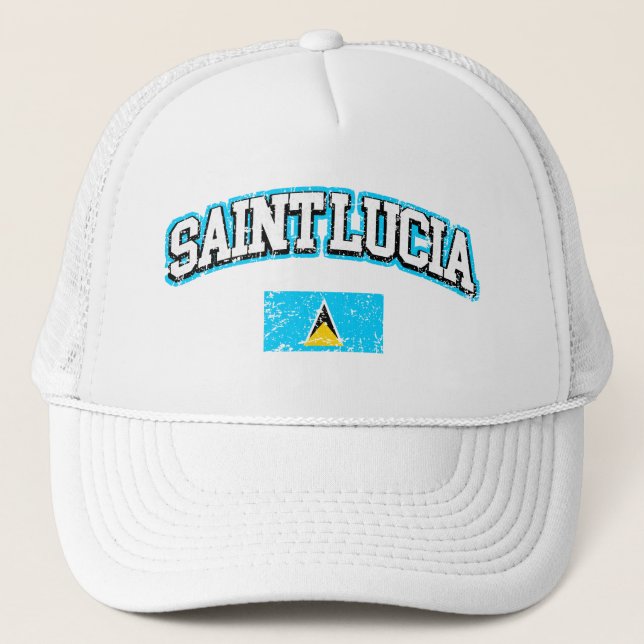 Saint Lucia Vintage Flag Trucker Hat (Front)