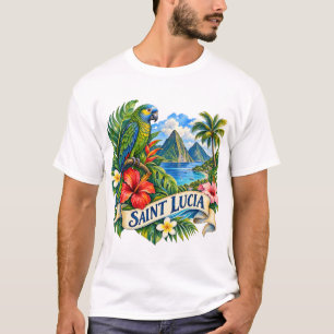 Saint Lucia Watercolor Caribbean Travel T-Shirt
