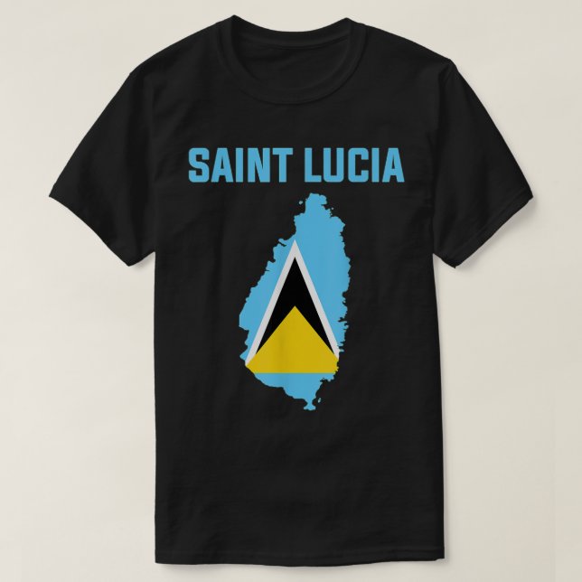 Saint Lucian Flag inside Map of Saint Lucia tee  (Design Front)