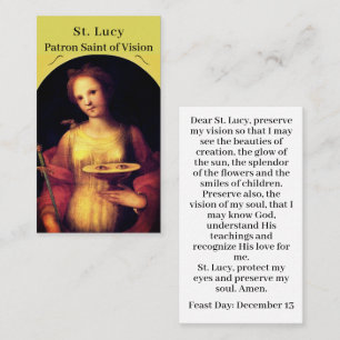 Saint Lucy Customisable Prayer Card