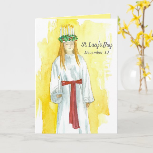 Saint Lucy Feast Day December 13 Christian Card (Yellow Flower)