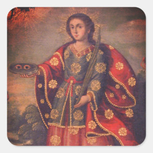 Saint Lucy in the style of Cusco School Square Sticker
