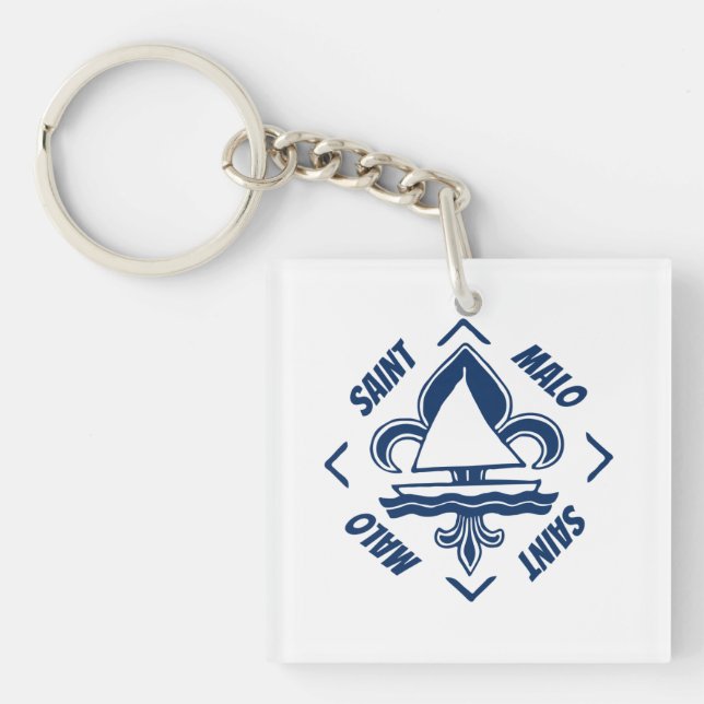 Saint Malo Britanny France Sea Sailor Logo Key Ring (Front)