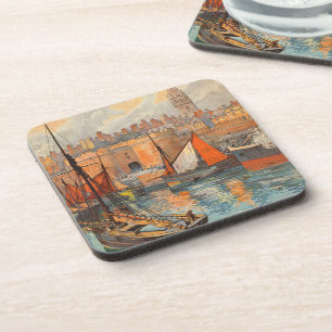 Saint Malo, France, Vintage Travel Poster Art Coaster