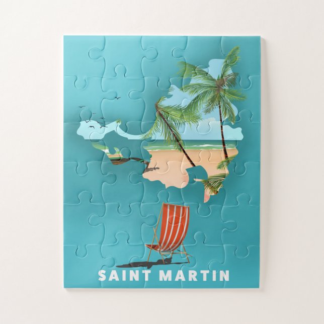 Saint Martin Illustrated map. Jigsaw Puzzle (Vertical)