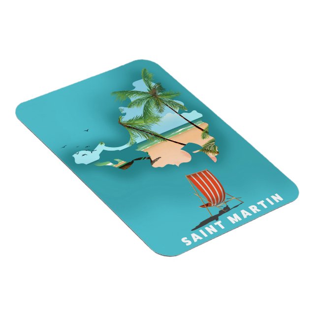 Saint Martin Illustrated map. Magnet (Right Side)