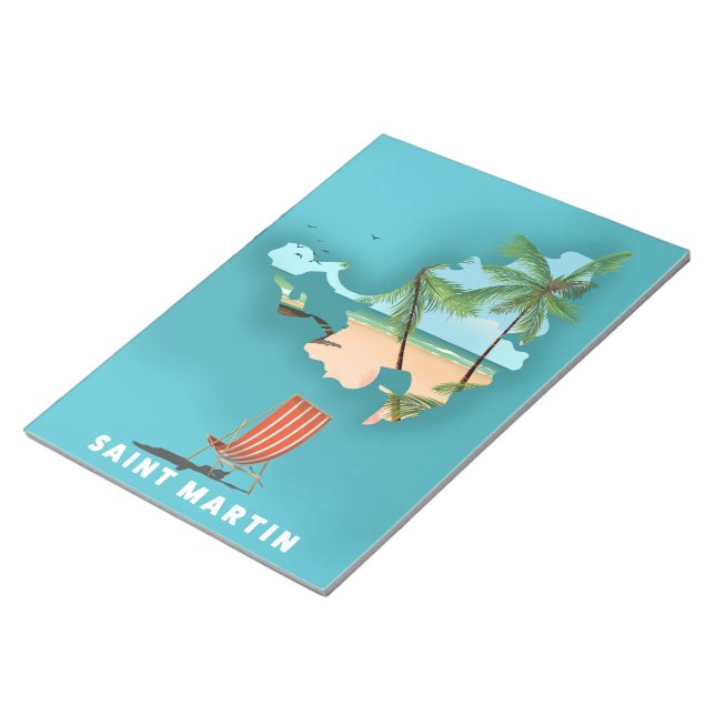 Saint Martin Illustrated map. Notepad (Angled)