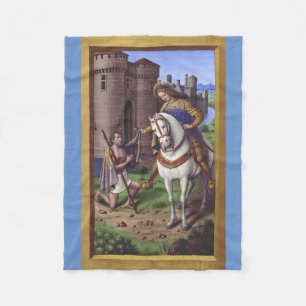 Saint Martin of Tours cutting his cloak in two Fleece Blanket