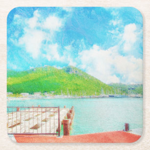 Saint Martin Square Paper Coaster