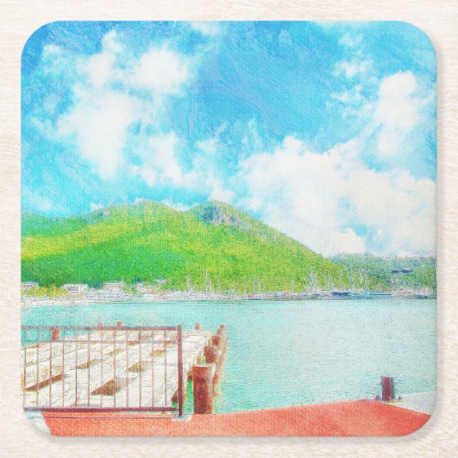 Saint Martin Square Paper Coaster (Front)