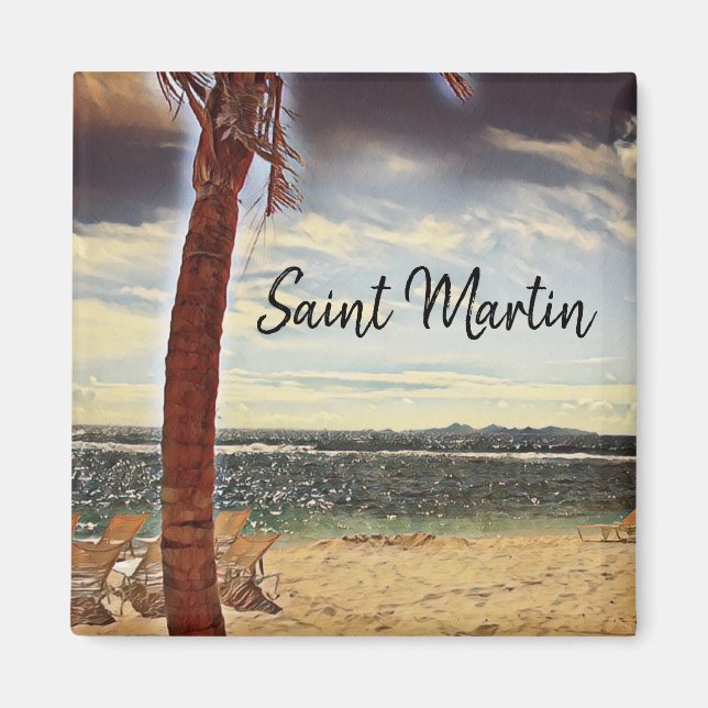 Saint Martin ST. Maarten Watercolor Art Magnet (Front)