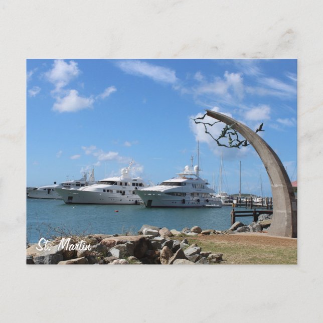 Saint Martin (St. Maarten) Yachts and Coast photo Postcard (Front)