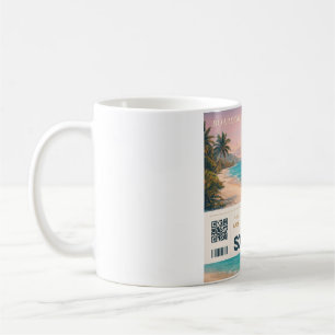 Saint Martin SXM Boarding Pass Sunset Coffee Mug