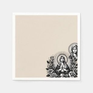 Saint Mary Catholic Christian Champagne Beige Napkin
