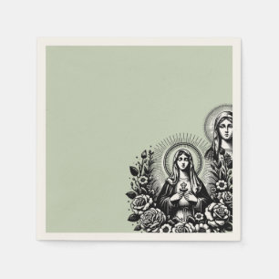 Saint Mary Catholic Christian Soft Sage Green Napkin