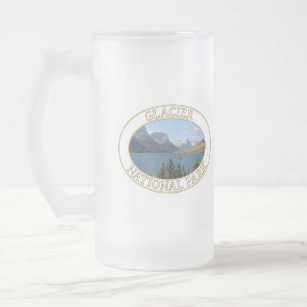 Saint Mary Lake at Glacier National Park in MT Frosted Glass Beer Mug