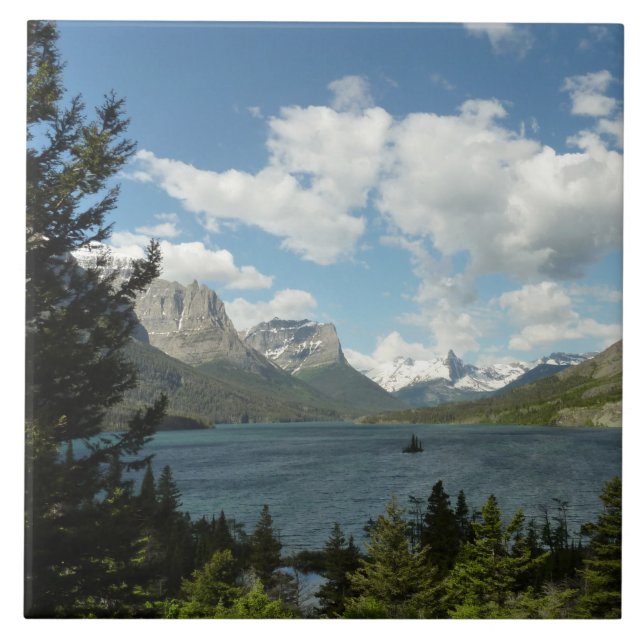 Saint Mary Lake II at Glacier National Park Ceramic Tile (Front)