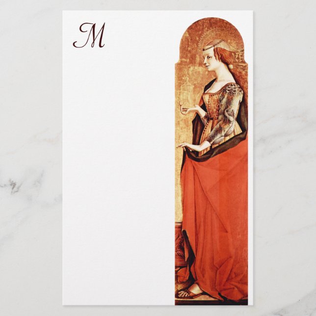 SAINT MARY MAGDALENE MONOGRAM Gold,Red,White Stationery (Front)