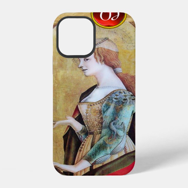 SAINT MARY MAGDALENE Parchment Ruby Gem Monogram iPhone Case (Back)