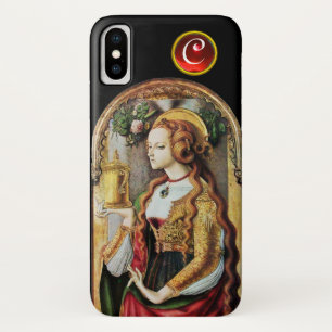 SAINT MARY MAGDALENE Ruby Gem Monogram ,Black iPhone X Case