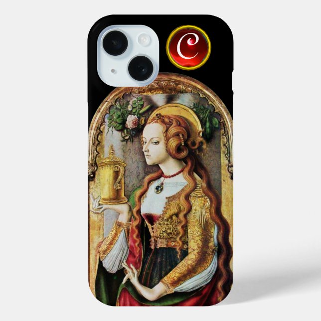 SAINT MARY MAGDALENE Ruby Gem Monogram ,Black Case-Mate iPhone Case (Back)