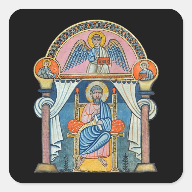 Saint Matthew Mediaeval Manuscript Art Square Sticker (Front)